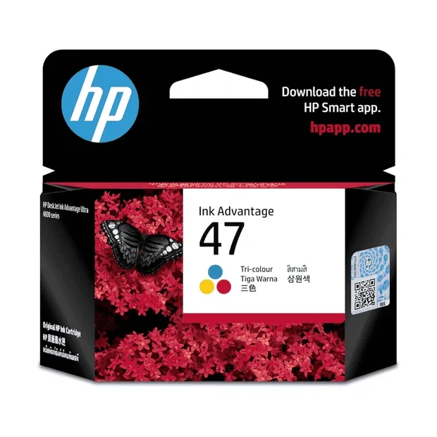 Hp 47 Tri-Color Original Ink Advantage Cartridge, 6Zd61Ae, Cyan, Magenta, Yellow