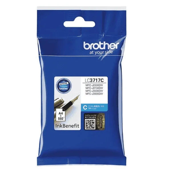 Genuine Brother LC3717C Standard Yield Cyan ink cartridge – Yield ~550 Pages