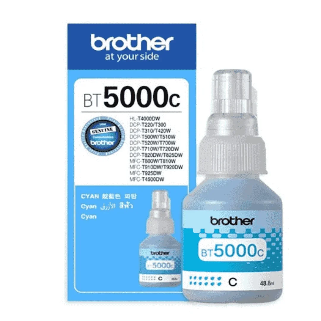 Brother Genuine BT5000C Cyan Ink Bottle – 48.8 ml High Yield (≈ 5,000 Pages)