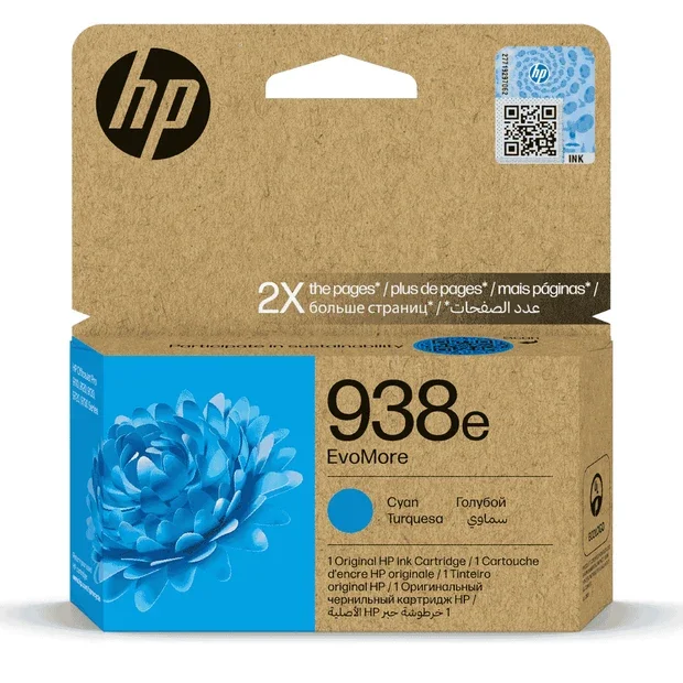 HP 938e EvoMore Cyan Original Ink Cartridge