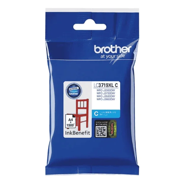 Genuine Brother LC3719XL Cyan High Yield Ink Cartridge – Yield ~1,500 Pages