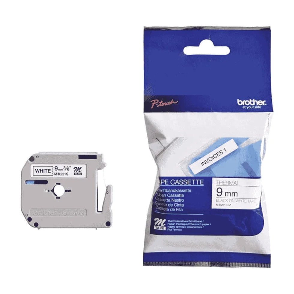 Brother M-K221 9mm x 8 meter Thermal M Tape Cartridge for Brother P-Touch Label Printers