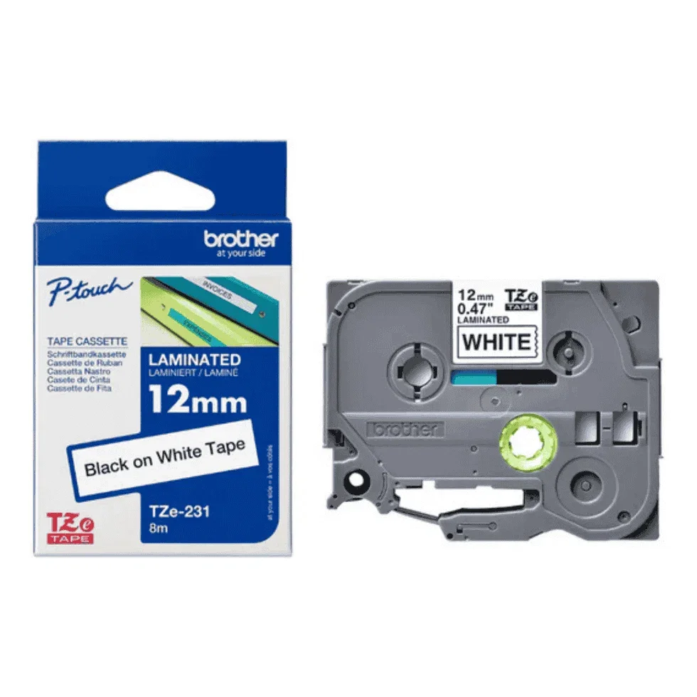 Brother TZe-231 12mm Black on white TZe tape for P-touch Label Printers